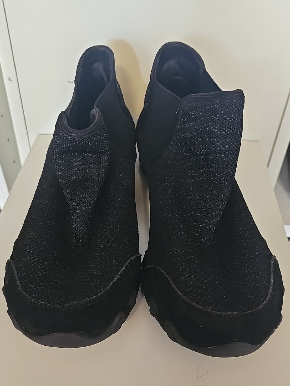 Black Slip-On Knit Sneakers